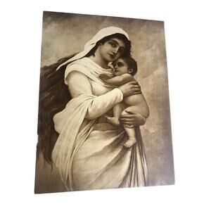Antique Taber Prang Springfield MA Litho Madonna Bodenhausen # 1996 12"x 9"